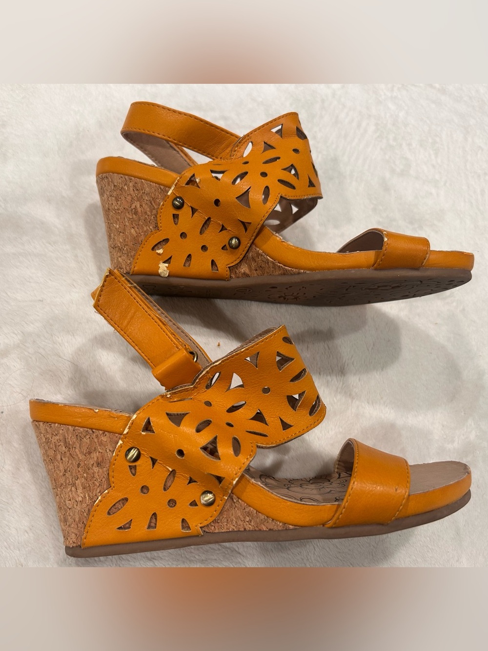 Mootsies Tootsies Yellow Cork Block Heel Sandals
